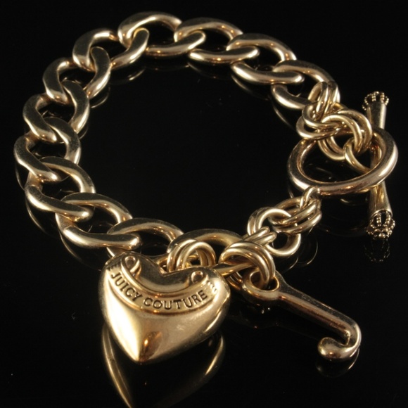 Juicy Couture Jewelry - Juicy Couture Puff Heart Bracelet Gold Tone Toggle
